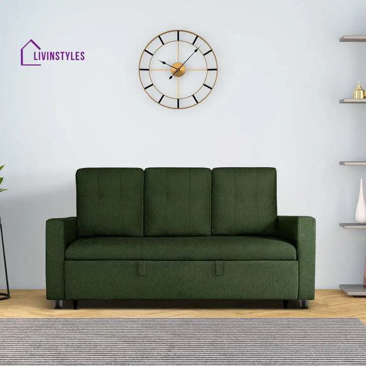 Yeremey Sap Green Fabric Sofa cum Bed