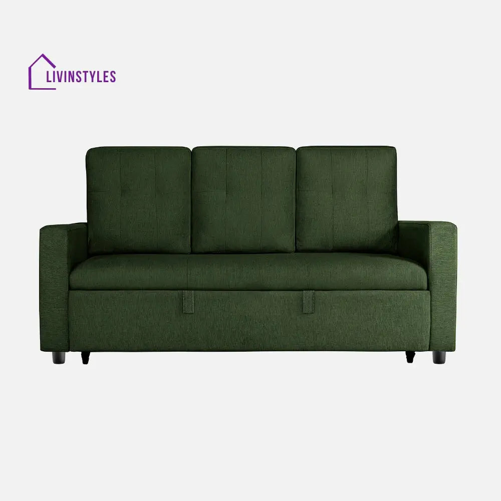 Yeremey Sap Green Fabric Sofa cum Bed