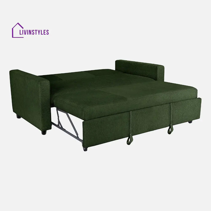 Yeremey Sap Green Fabric Sofa cum Bed