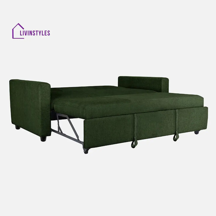 Yeremey Sap Green Fabric Sofa cum Bed