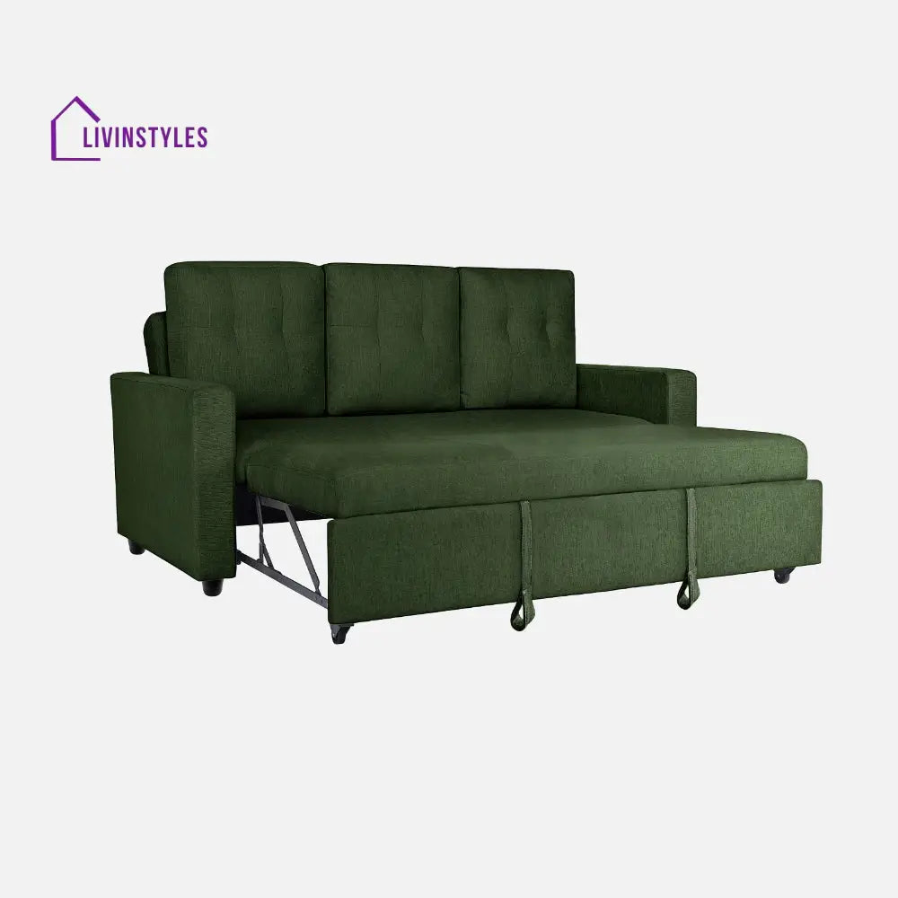 Yeremey Sap Green Fabric Sofa cum Bed
