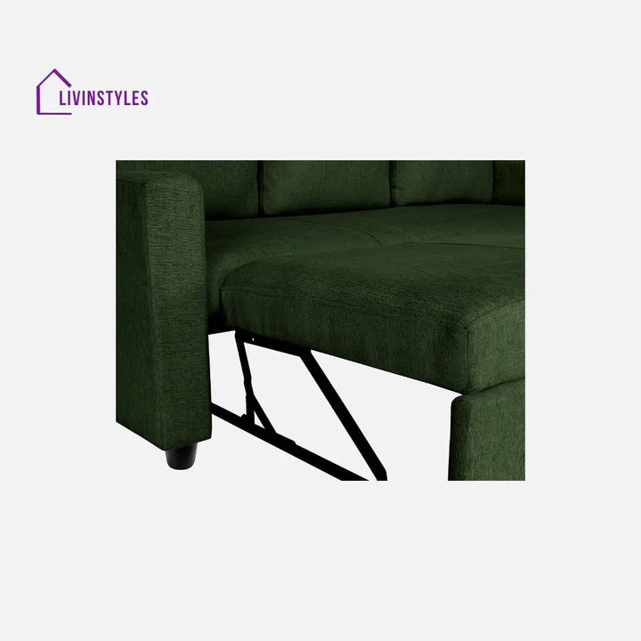 Yeremey Sap Green Fabric Sofa cum Bed