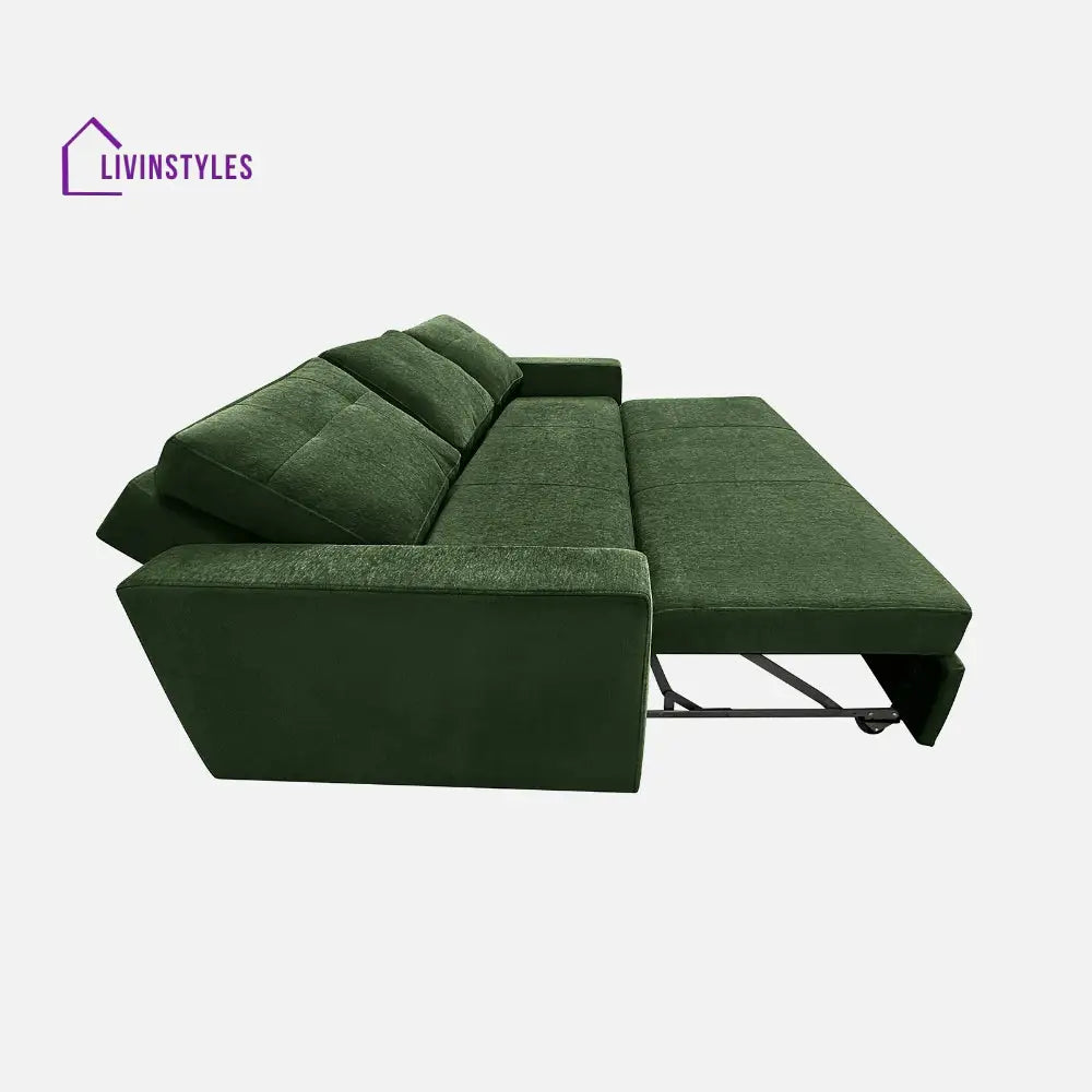 Yeremey Sap Green Fabric Sofa cum Bed