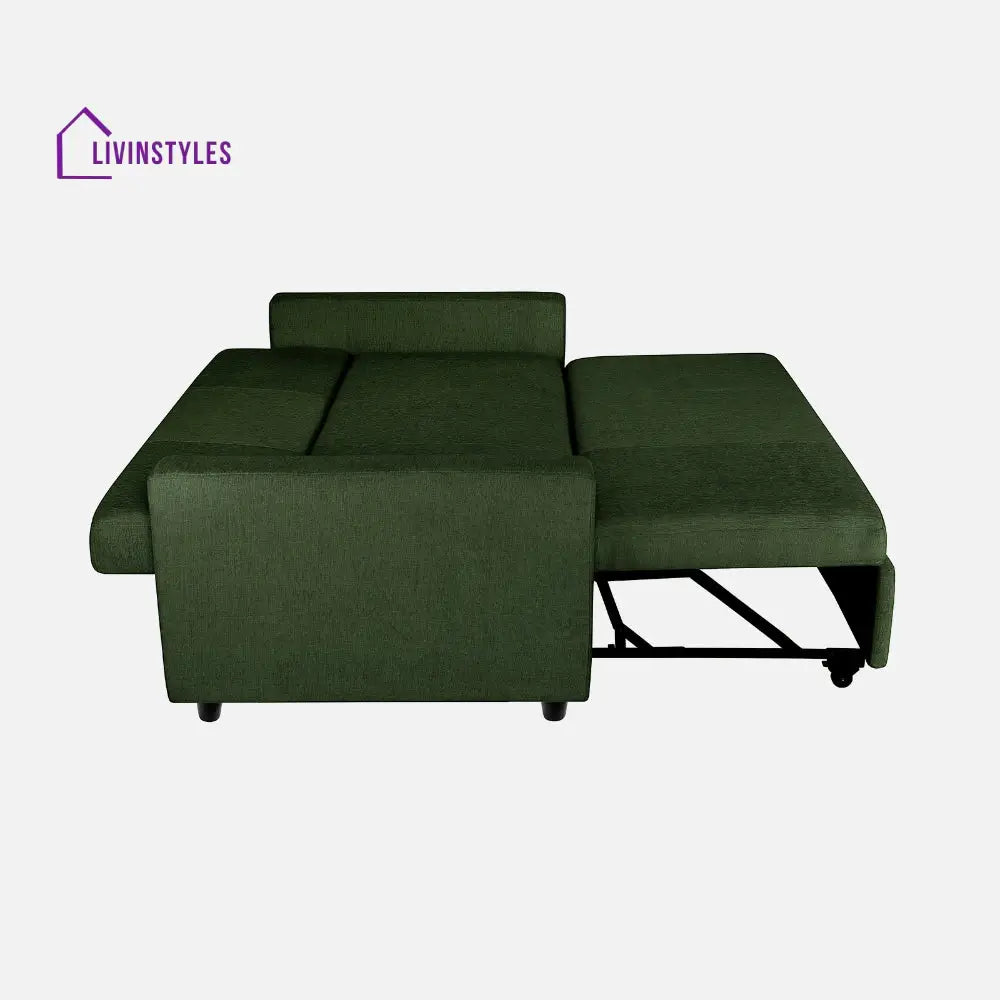 Yeremey Sap Green Fabric Sofa cum Bed