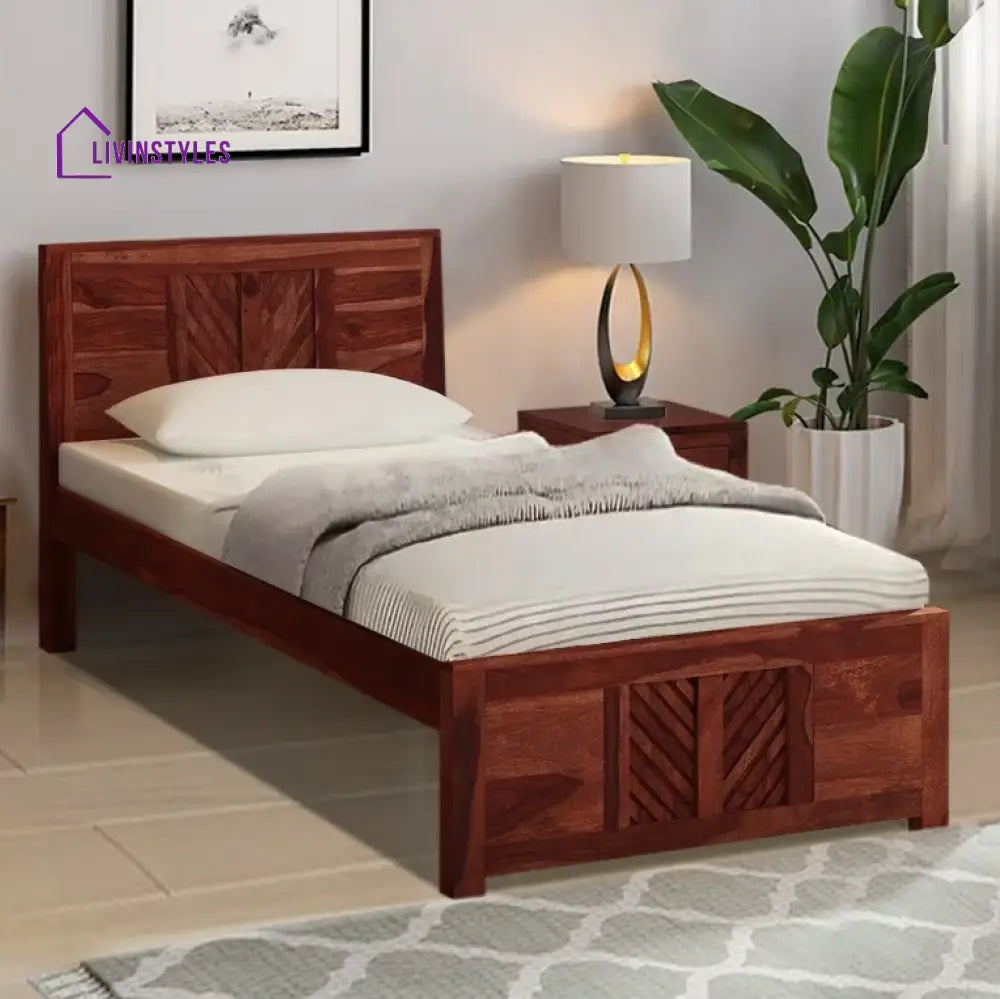 Elista Solid Wood Single Beds Honey Bedroom Furniture Sets