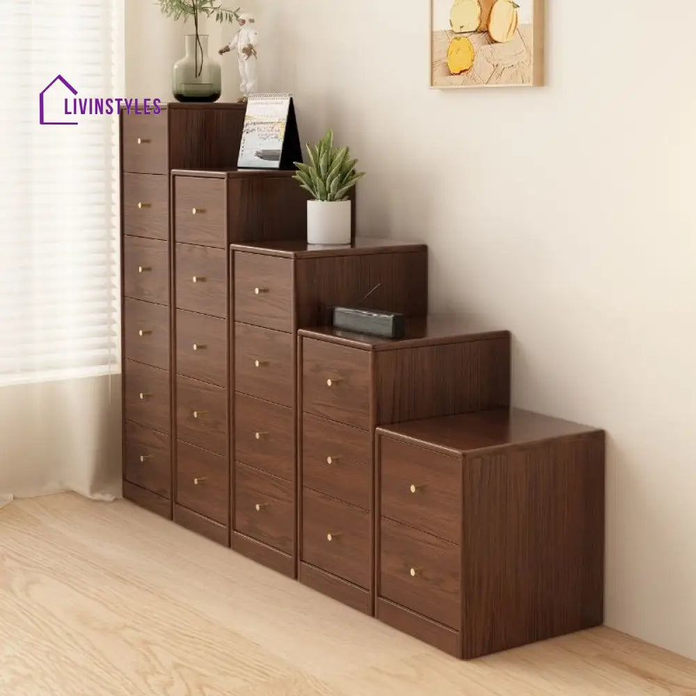 Yulia Solid Walnut Wood Chest of Drawers for Luxury Homes