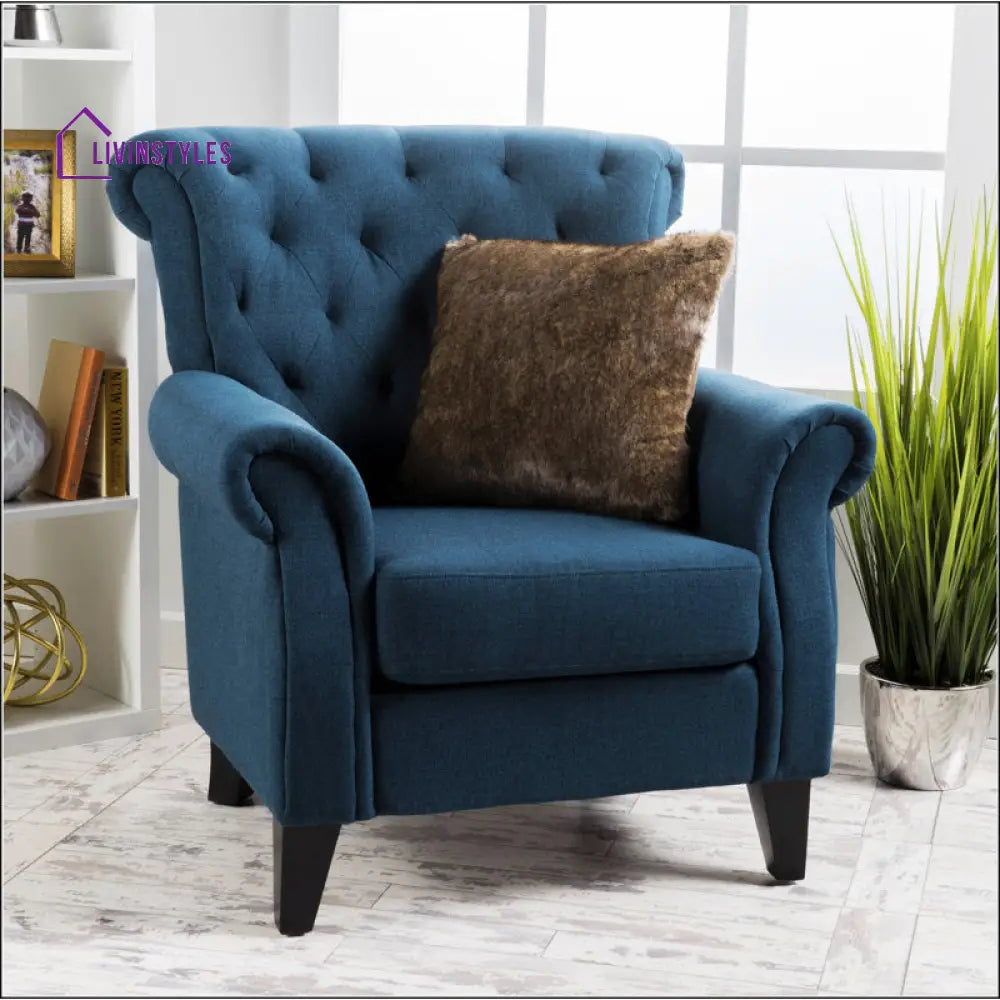 Yutika Solid Wood and Fabric Arm Chair | Living Room Chair | Lounge Chair