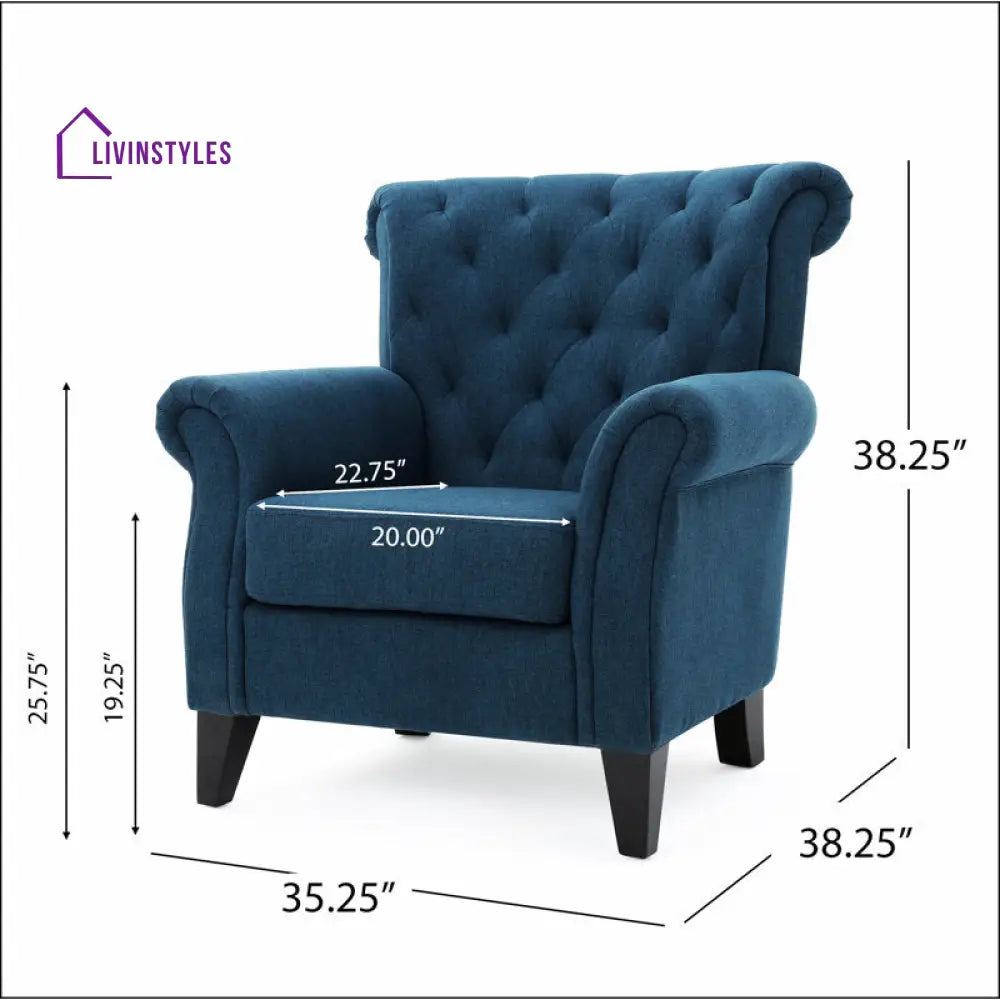 Yutika Solid Wood and Fabric Arm Chair | Living Room Chair | Lounge Chair