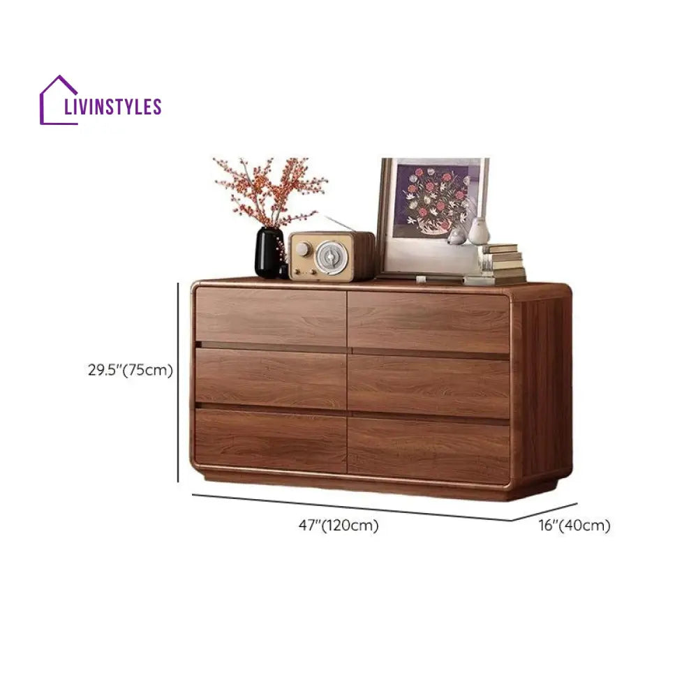 Zoya Solid Walnut Wood Chest of Drawers for Luxury Homes