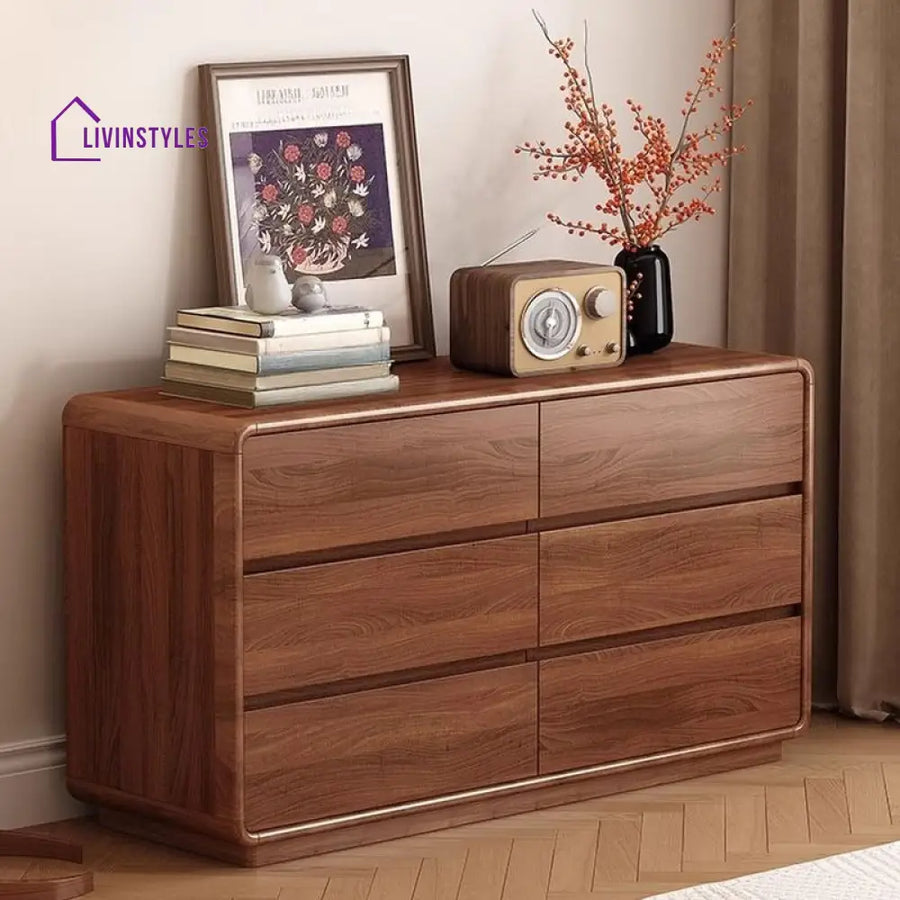 Zoya Solid Walnut Wood Chest of Drawers for Luxury Homes