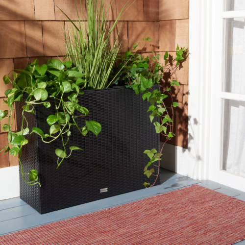 Grae Outdoor Wicker Planters For Garden Balcony (Black) - Planter
