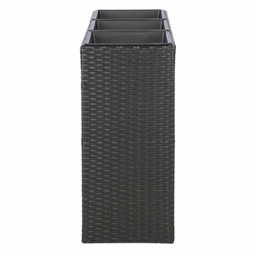 Grae Outdoor Wicker Planters For Garden Balcony (Black) - Planter
