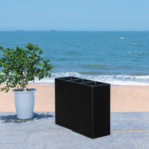 Grae Outdoor Wicker Planters For Garden Balcony (Black) - Planter