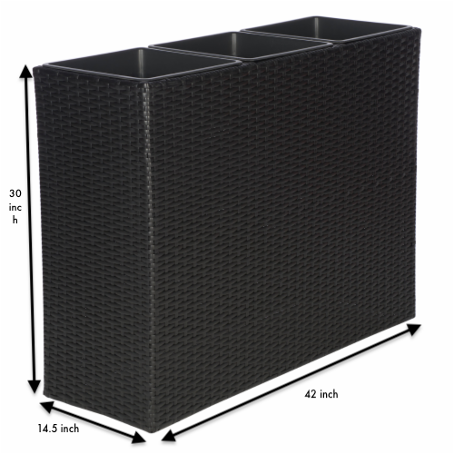 Grae Outdoor Wicker Planters For Garden Balcony (Black) - Planter