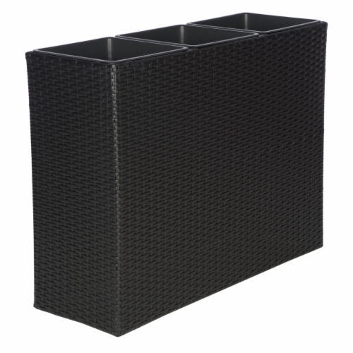 Grae Outdoor Wicker Planters For Garden Balcony (Black) - Planter