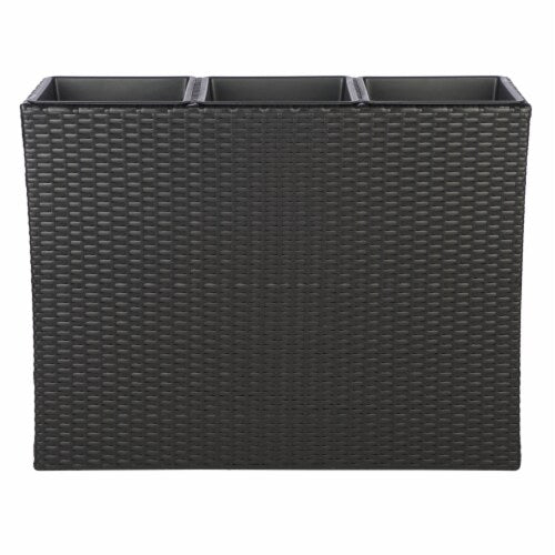 Grae Outdoor Wicker Planters For Garden Balcony (Black) - Planter