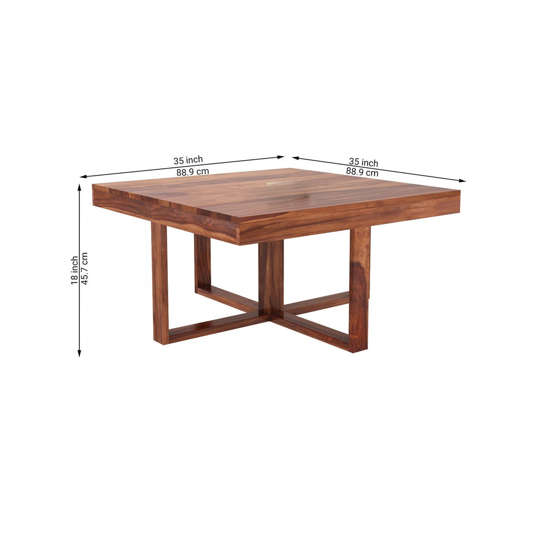Savely Solid Wood Sheesham Coffee Table with 4 Seating Stools