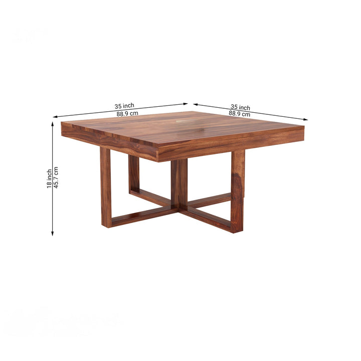 Savely Solid Wood Sheesham Coffee Table with 4 Seating Stools