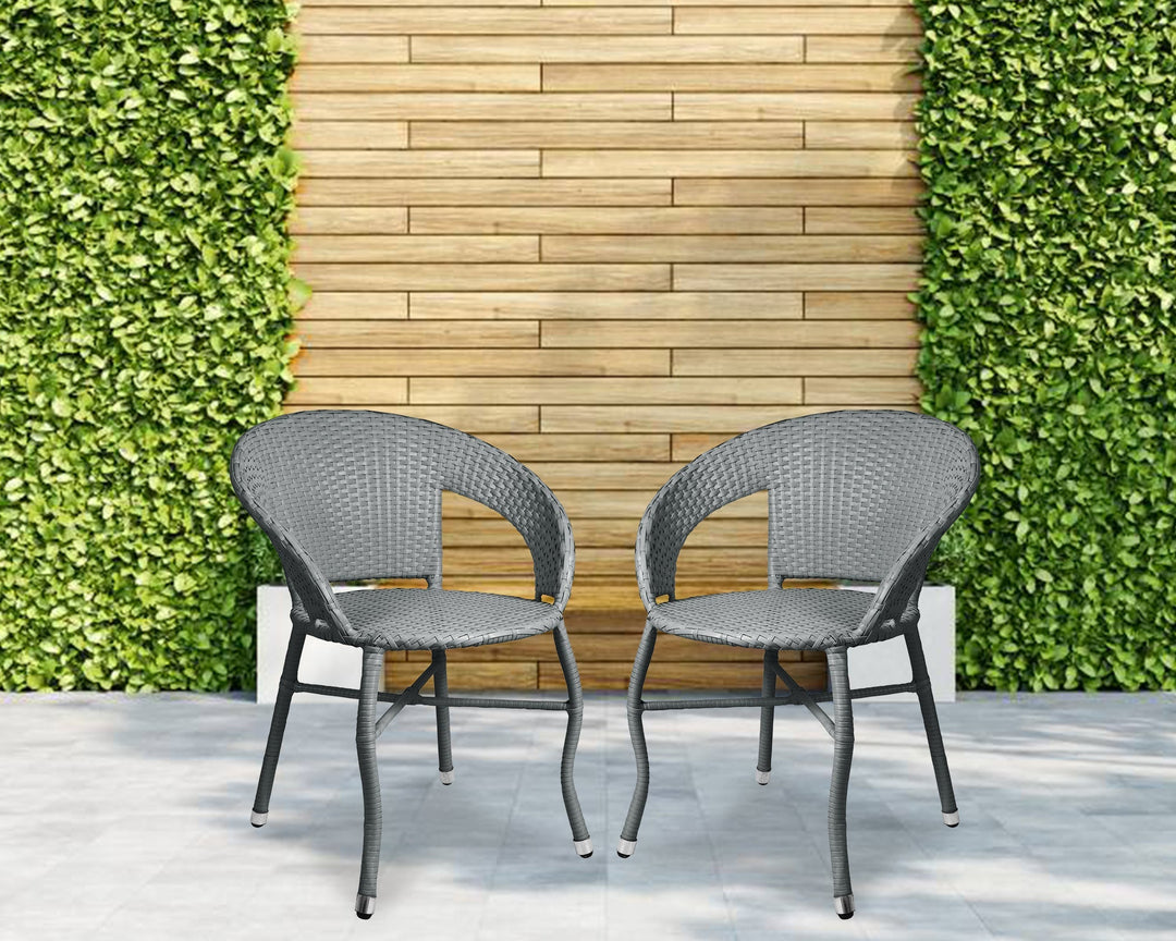 Ruler Outdoor Patio Seating Set 2 Chairs  Set (Grey)