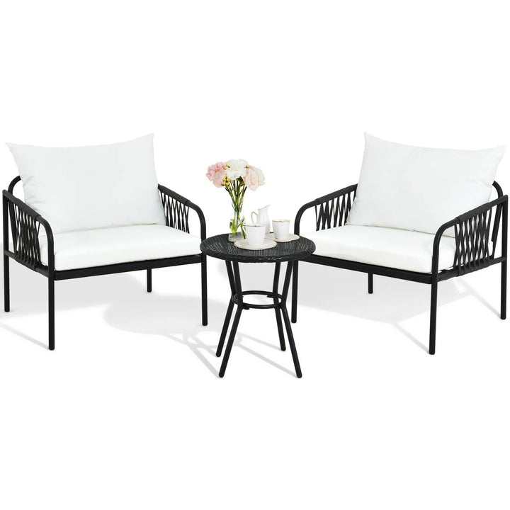 Rulos Outdoor Patio Seating Set 2 Chairs and 1 Table Set (Black)