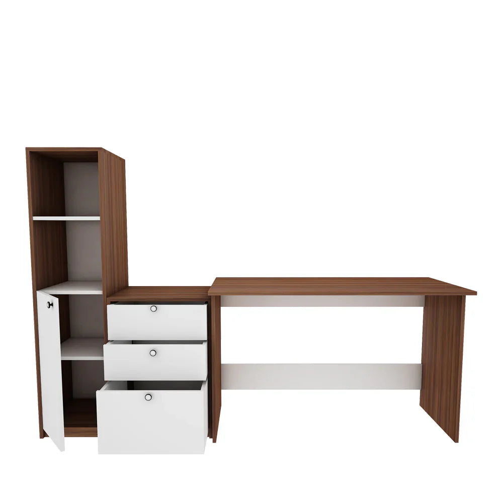 OmkarWood™ NovaSmart Study Desk with Bookshelf and Storage Drawers