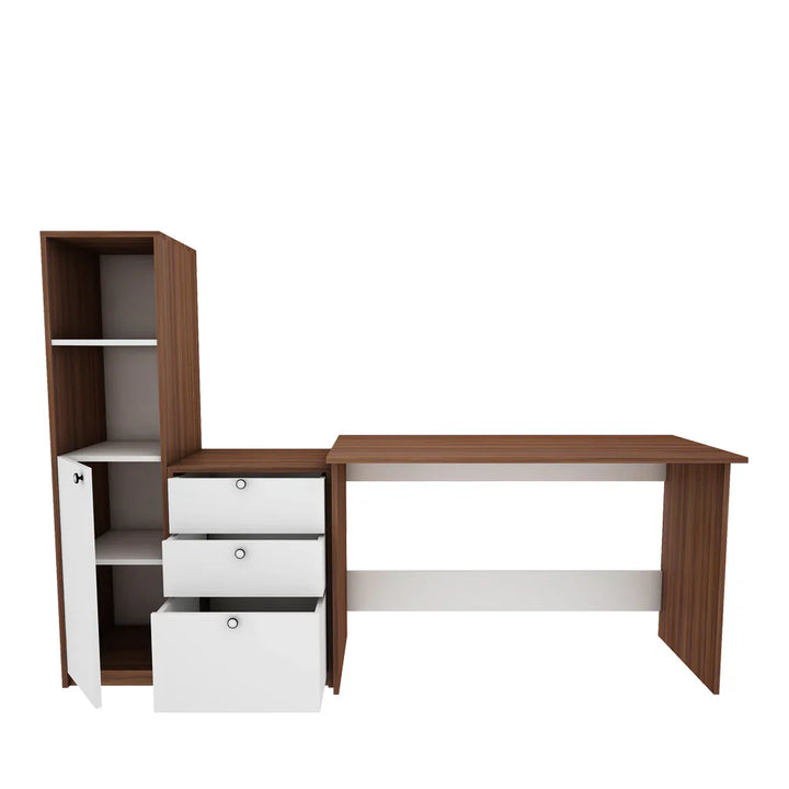OmkarWood™ NovaSmart Study Desk with Bookshelf and Storage Drawers