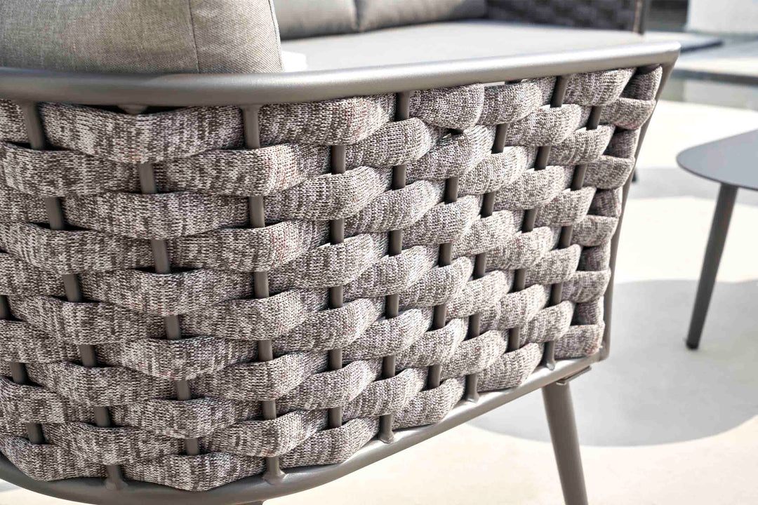 Klorix Outdoor Garden Balcony Sofa Set 3 Seater, 2 Single seater and 1 Center Table Set, Braid & Rope (Grey)