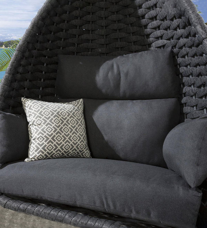 Eurig Single Seater Hanging Swing With Stand For Balcony, Garden (Grey) Braided & Rope