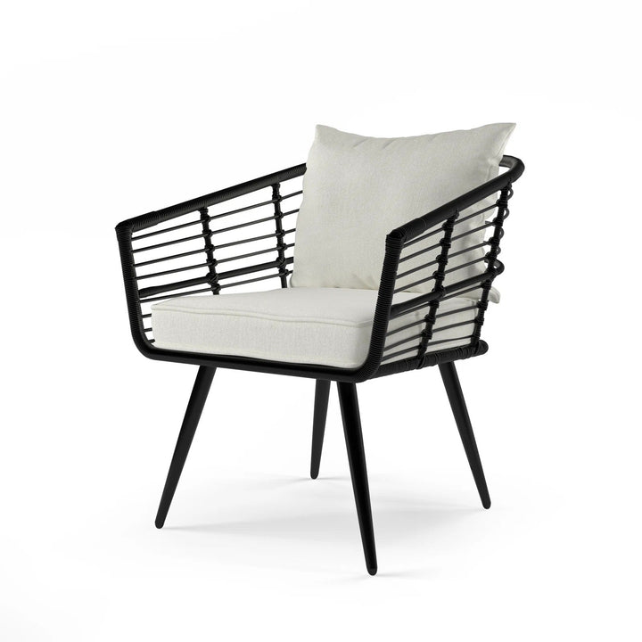 Irix Outdoor Patio Seating Set 2 Chairs and 1 Table Set (Black + White)