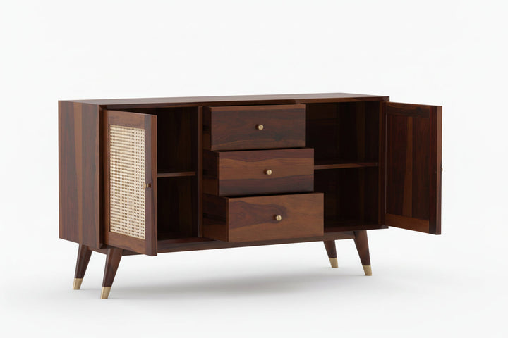 Xuan Sheesham Wood Cane Cabinet and Sideboard