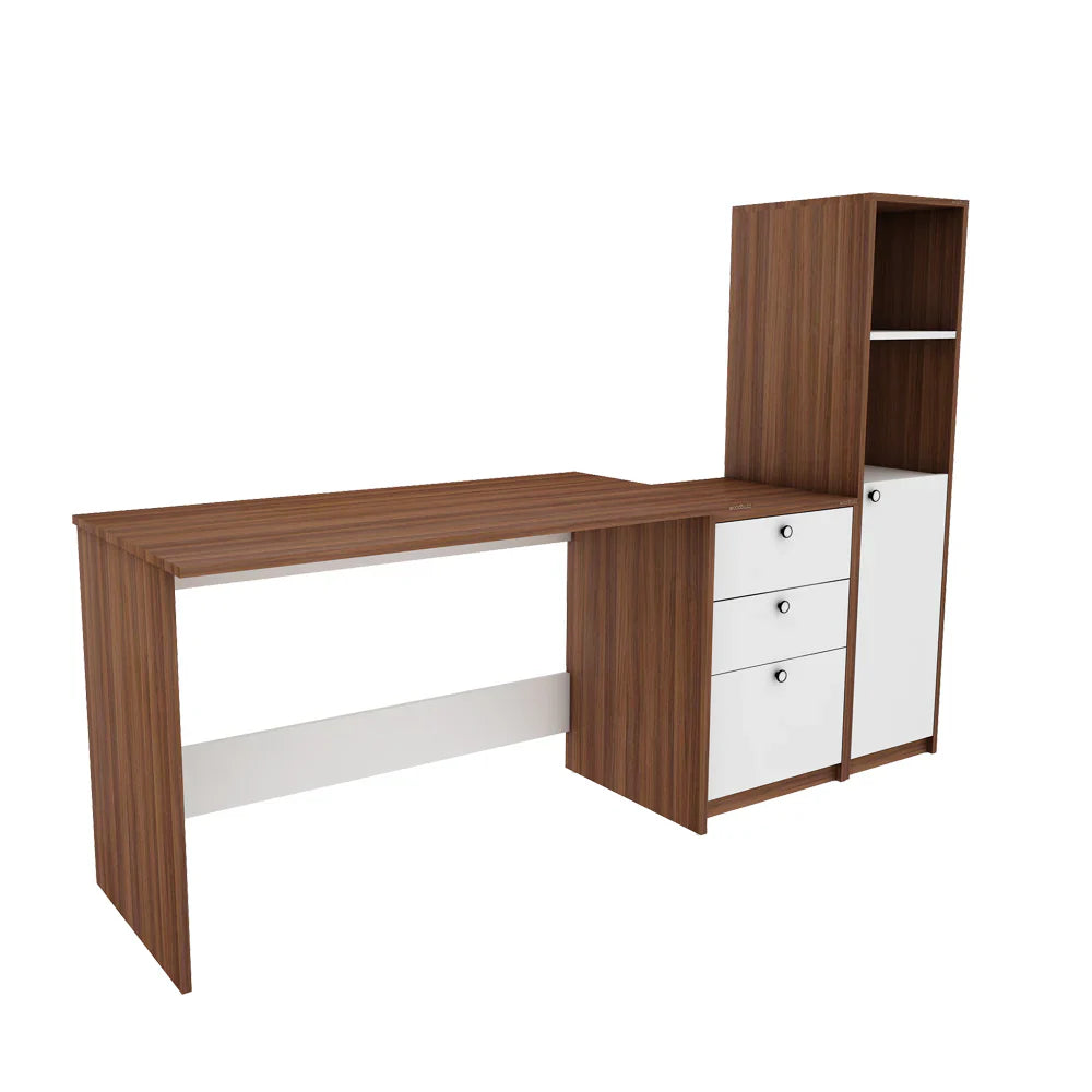 OmkarWood™ NovaSmart Study Desk with Bookshelf and Storage Drawers