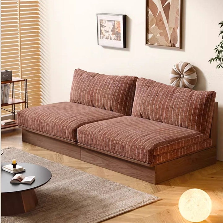 Japandi YUNJIAN Pull Out Solid Wood Frame Sofa Bed Sunset Orange / 2.0M/79INCH sofa bed