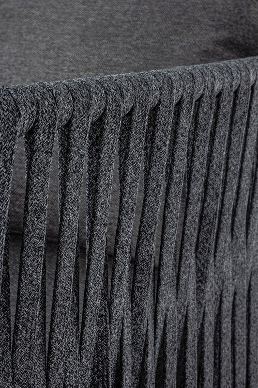 Luxo Outdoor Garden Balcony Sofa Set 3 Seater and 2 Single Seater With 1 Center Table Set, Braid & Rope (Dark Grey)