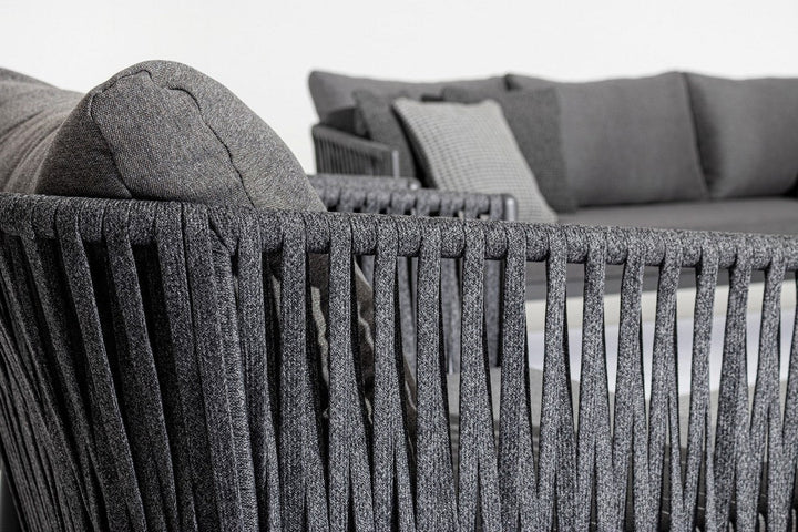 Luxo Outdoor Garden Balcony Sofa Set 3 Seater and 2 Single Seater With 1 Center Table Set, Braid & Rope (Dark Grey)