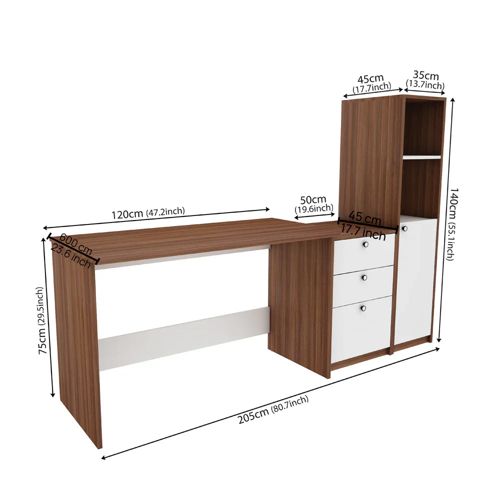 OmkarWood™ NovaSmart Study Desk with Bookshelf and Storage Drawers