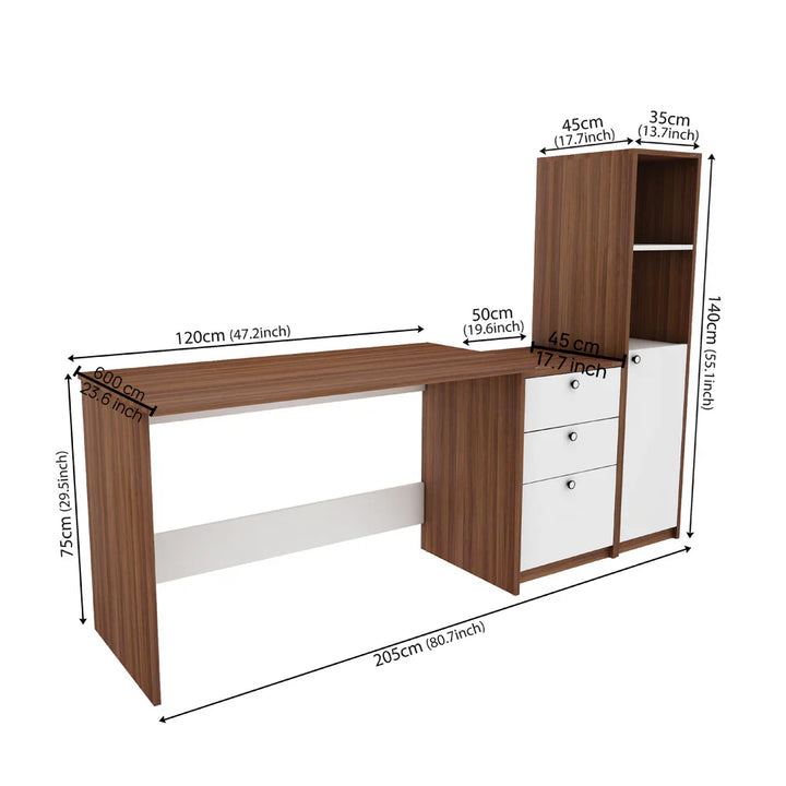 OmkarWood™ NovaSmart Study Desk with Bookshelf and Storage Drawers