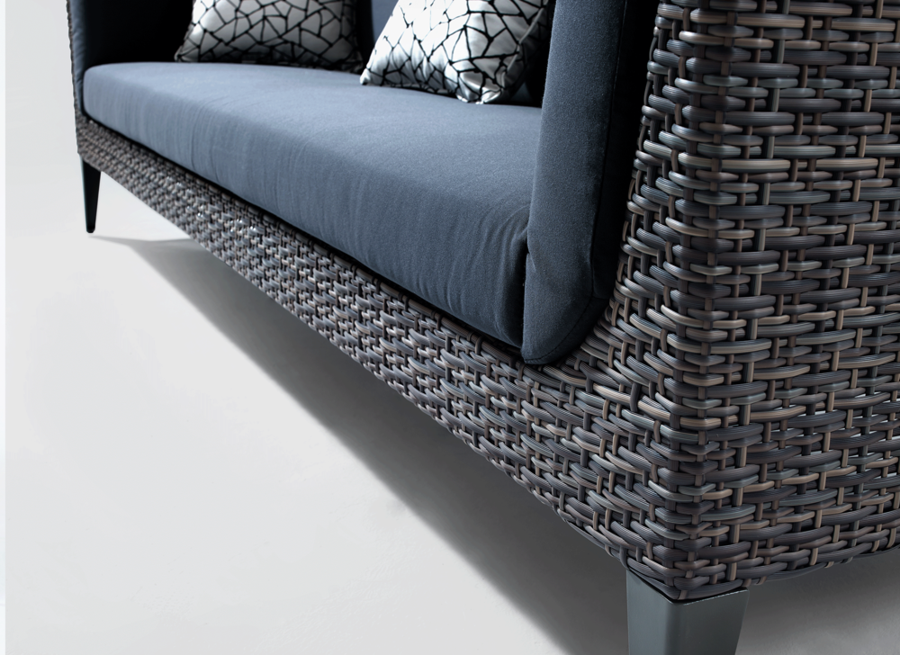 Euvan Outdoor Garden Balcony Sofa Set 3 Seater and 2 Single Seater With 1 Center Table Set (Brown + Navy Blue)