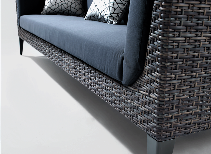 Euvan Outdoor Garden Balcony Sofa Set 3 Seater and 2 Single Seater With 1 Center Table Set (Brown + Navy Blue)