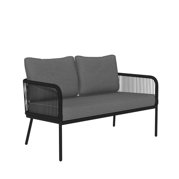 Fletcher Outdoor Garden Balcony Sofa Set 2 Seater, 2 Single seater and 1 Center Table Set Braid & Rope (Dark Grey)