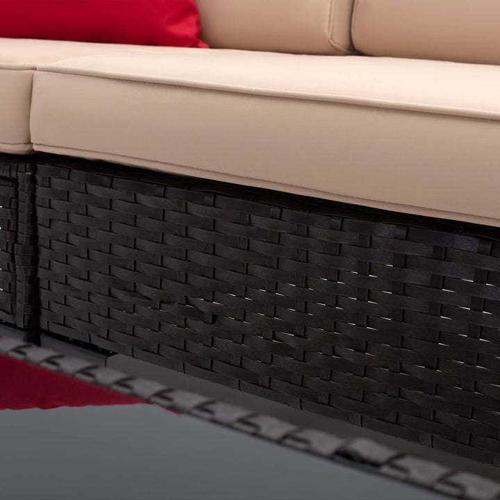 Cyzen Outdoor Sofa Set 5 Seater and 1 Center Table Set (Dark Brown)