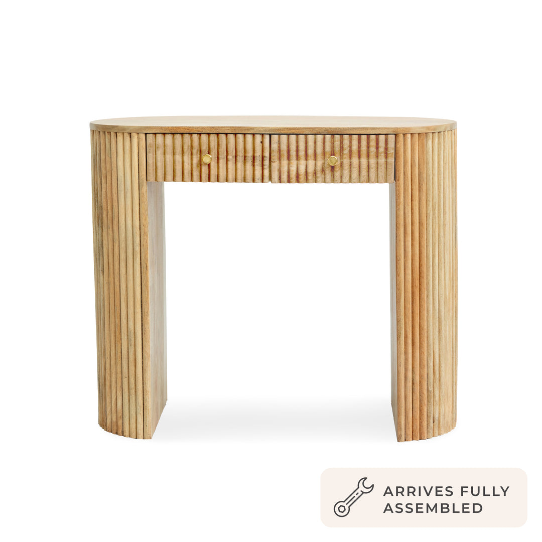 Bruno Mango Wood Dressing Table Console - Natural
