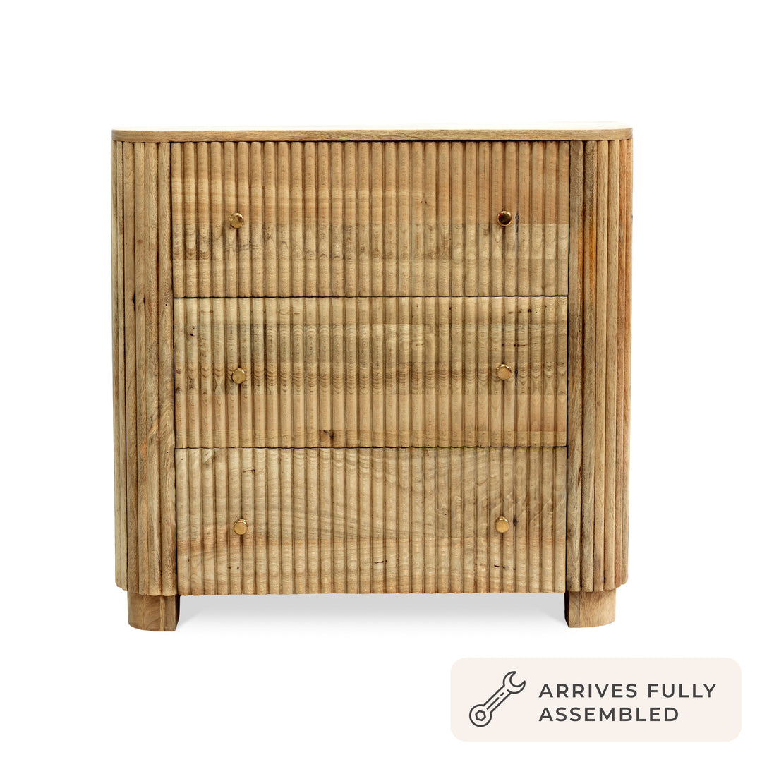 Fidel Mango Wood 3 Drawer Chest - Natural Chest of Drawers