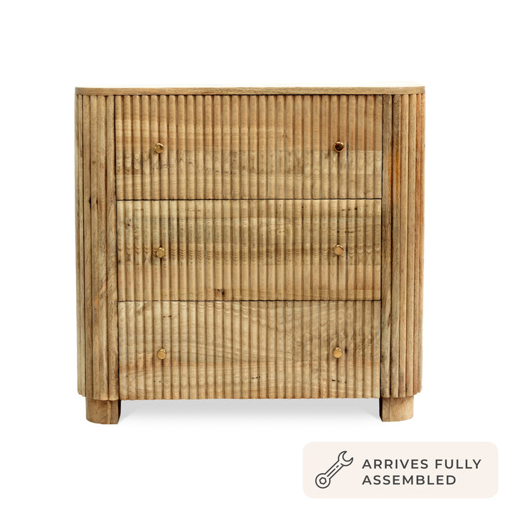 Fidel Mango Wood 3 Drawer Chest - Natural Chest of Drawers