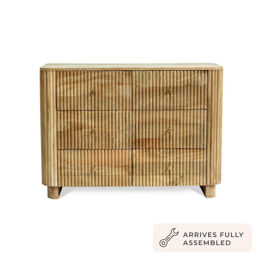 Faustino Mango Wood 6 Drawer Chest - Natural Chest of Drawers