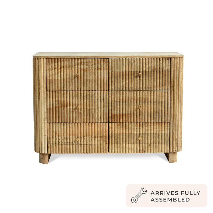 Faustino Mango Wood 6 Drawer Chest - Natural Chest of Drawers