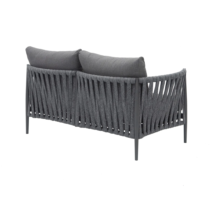 Fabian Outdoor Garden Balcony Sofa Set 5 Seater and 1 Center Table Set, Braid & Rope (Dark Grey)