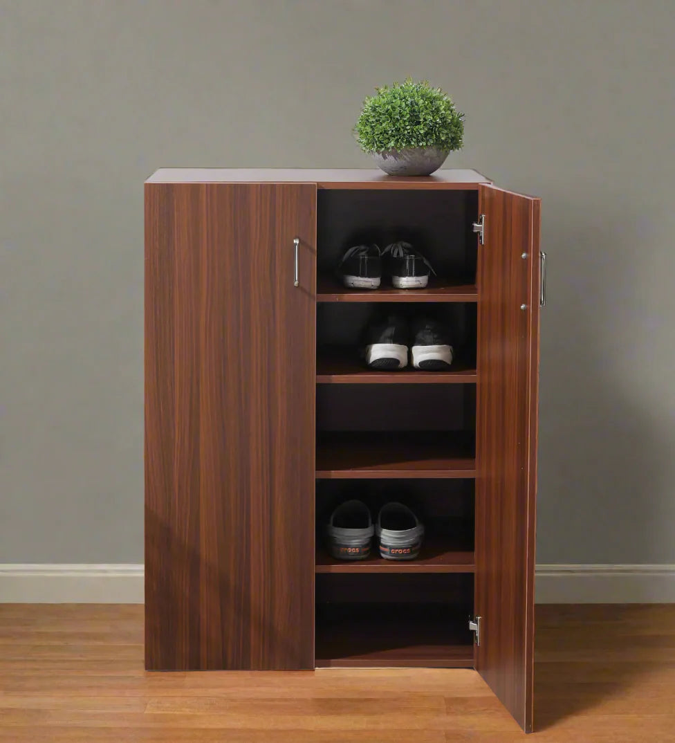 Walnut Elegance Shoe Cabinet