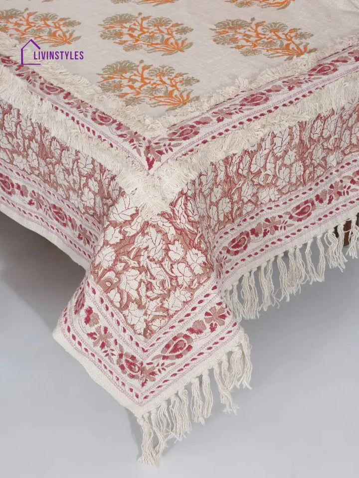 100% Cotton Hand Block Multi Colour Bed Spread With 2 Pillow Cover