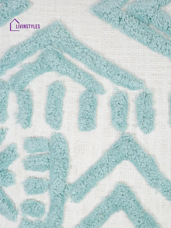 100% Cotton Tufted Aqua Cushion Cover Set Of 2 (18X18 Inch)
