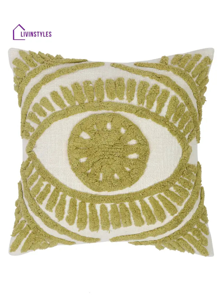 100% Cotton Tufted Olive Green Cushion Cover Set Of 2 (18X18 Inch)